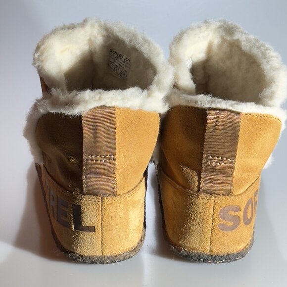 SOREL Women's Suede Ankle Booties Faux Shearling Lining Size 8.5 US EU 39.5 - Picture 4 of 11